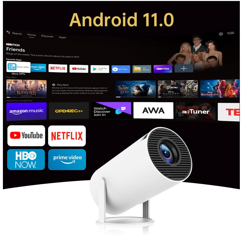 Mini Smartprojektor med Android 11 – Kino hvor som helst!